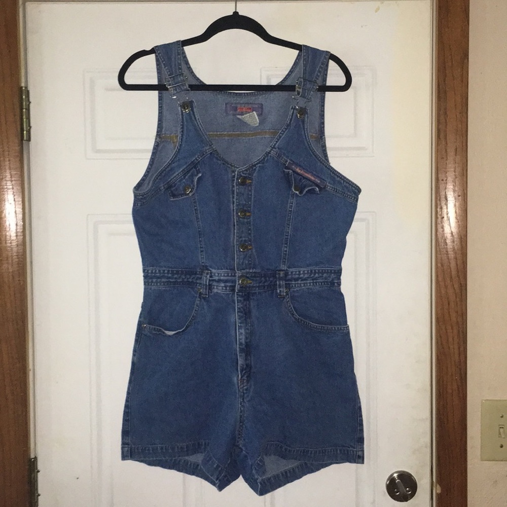 Women’s 13 14 Blue Jean Denim Shortalls